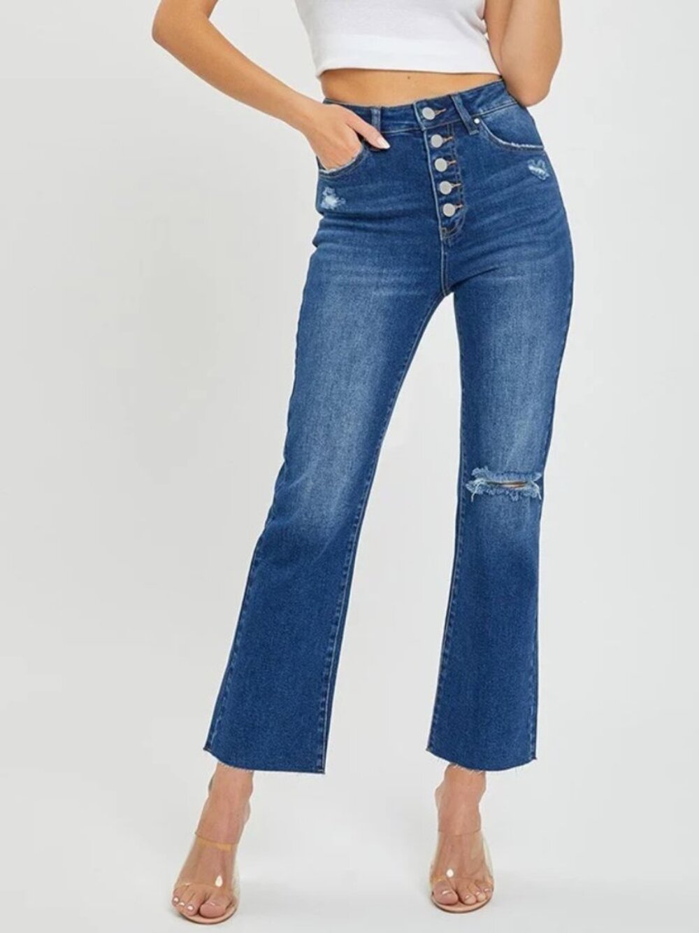 Risen High Rise Straight Jeans Dark Wash RDP 5585